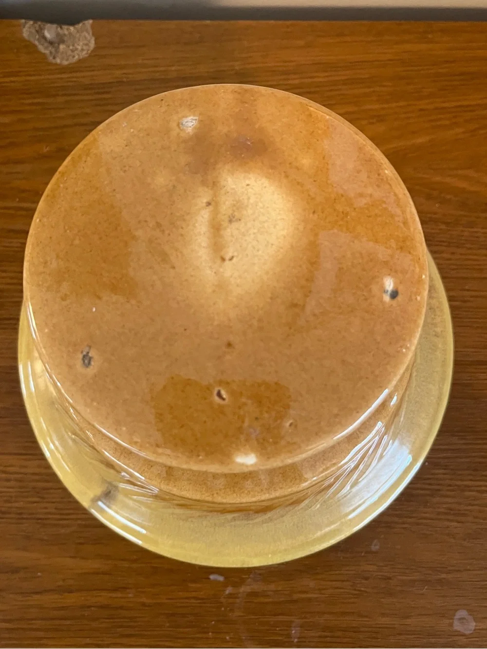 Glazed Ceramic Pedestal Bowl in Warm Honey Tones